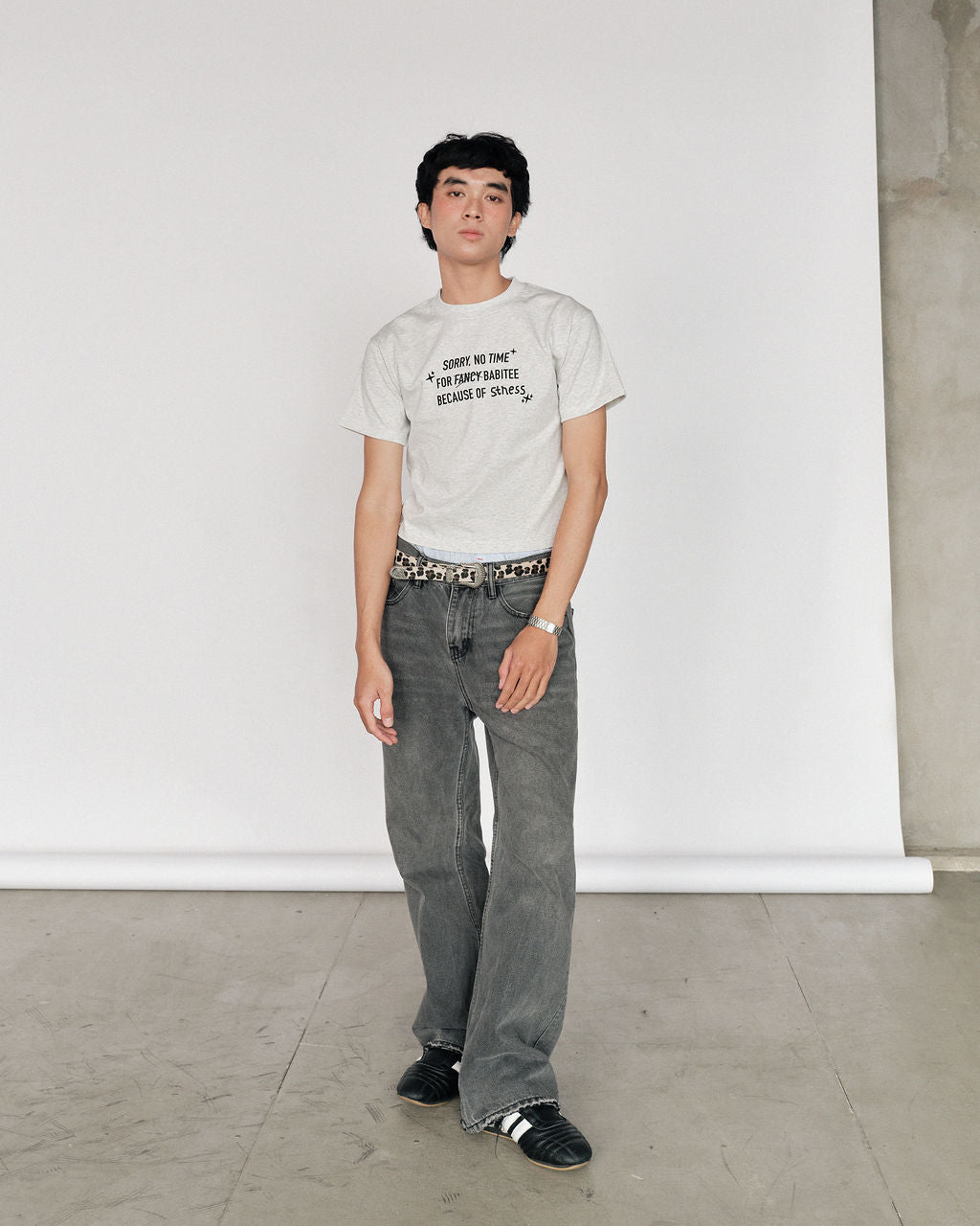 Sassy & Stressed Y2K Babytee  Grey Melange