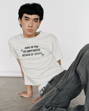 Sassy & Stressed Y2K Babytee  Grey Melange